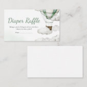 グリーンホットエアバルーン赤ちゃんシャワーおむつラッフル エンクロージャーカード (正面/裏面)