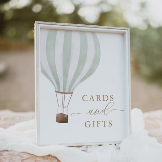 グリーンホットエアバルーン赤ちゃんシャワーカードとギフト ポスター