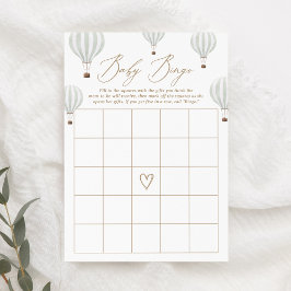 グリーンホットエアバルーン赤ちゃんシャワービンゴゲーム 招待状