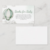 グリーンホットエアバルーン赤ちゃんシャワーベビー エンクロージャーカード (正面/裏面)