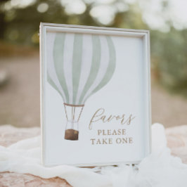 グリーンホットエアバルーン赤ちゃんシャワー好意サイン ポスター