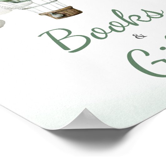 グリーンホットエアバルーン赤ちゃんシャワー本とギフト ポスター (角)