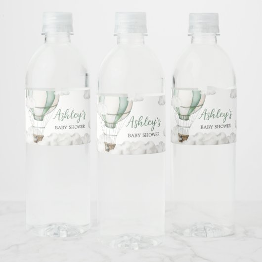 グリーンホットエアバルーン赤ちゃんシャワー ペットボトルラベル (ボトル)