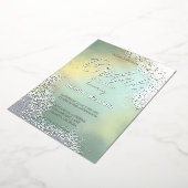 グリーンホブルコズミックウォッシュブライダルシャワースパークル 箔招待状 (回転した状態)