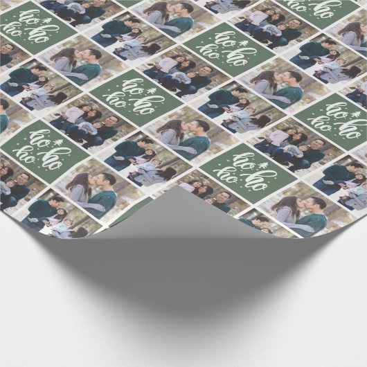 グリーンホホホメリークリスマス–3枚 ラッピングペーパー (角)