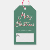 グリーンホリすてきーのクリスマス写真と家族の名前 ギフトタグ (正面)