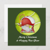 グリーンホリダのサンタクロースとテニスクリスマス シーズンカード (正面/裏面)