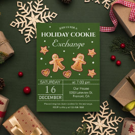 グリーンホリデークリスマスクッキー交換パーティー 招待状