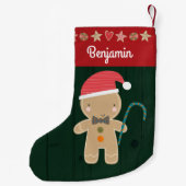 グリーンホリデージンジャーブレッドボーイ素朴名かわいい スモールクリスマスストッキング (裏面)