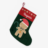 グリーンホリデージンジャーブレッドボーイ素朴名かわいい スモールクリスマスストッキング (正面 (吊り時))