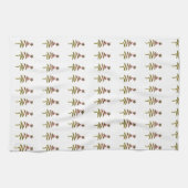 グリーンホリデースクリブルツリー + スターホワイト キッチンタオル (横)