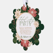 グリーンホリデーパーティポインセチアリースボタニカル オーナメントカード (左)