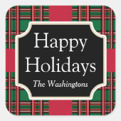 グリーンホリデープレイドクリスマスプレゼントシール スクエアシール (正面)