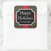 グリーンホリデープレイドクリスマスプレゼントシール スクエアシール (バッグ)