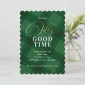 グリーンホリデー格子状フォイルフェイククリスマスパーティー 招待状 (スタンド正面)