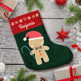 グリーンホリデー ジンジャーブレッドボーイ 名前入り ラスティック かわいい スモールクリスマスストッキング