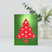 グリーンホリデーPOのハートを持つ赤いクリスマスツリー シーズンポストカード (スタンド正面)