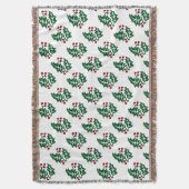 グリーンホリーとレッドベリーのクリスマスパターン スローブランケット (正面縦)