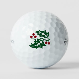 グリーンホリーとレッドベリーのクリスマスホリデー ゴルフボール