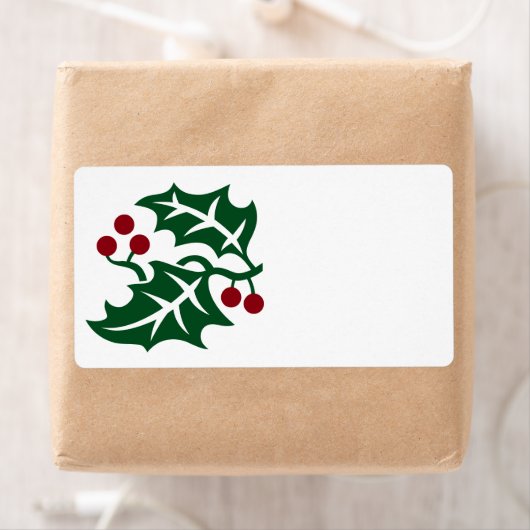 グリーンホリーとレッドベリーのクリスマスホリデー ラベル (インサイチュ)