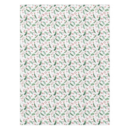 グリーンホリーとレッドベリークリスマスパターン テーブルクロス