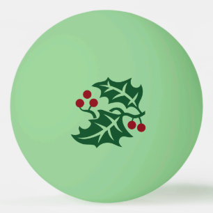 グリーンホリーアンドレッドベリーズクリスマスホリデー 卓球ボール