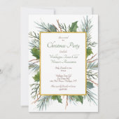 グリーンホリークリスマスホリデーパーティー招待状 招待状 (正面)