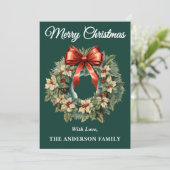 グリーンホリーベリークリスマスリースホリデーカード シーズンカード (スタンド正面)