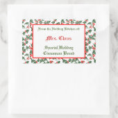 グリーンホリーレッドベリー編集可能ベーキングステッカー 長方形シール (バッグ)