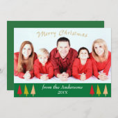 グリーンホリ縁どティツリーズテンプレートクリスマス シーズンカード (正面/裏面)