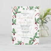 グリーンホリ葉ーズレッドベリーキャンディーケーン絵を描 招待状 (スタンド正面)