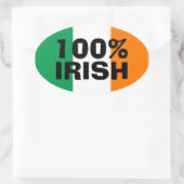 グリーンホワイトとオレンジ100%アイルランド 楕円形シール (バッグ)