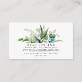 グリーンホワイトと金ゴールド植物結婚式RSVP エンクロージャーカード (正面)