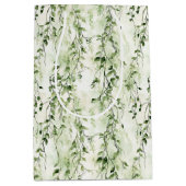 グリーンホワイトアイビー離れズワイルドジャングル誕生日 ミディアムペーパーバッグ (正面)