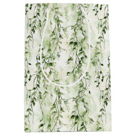 グリーンホワイトアイビー離れズワイルドジャングル誕生日 ミディアムペーパーバッグ