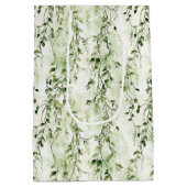 グリーンホワイトアイビー離れズワイルドジャングル誕生日 ミディアムペーパーバッグ (裏面)