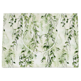 グリーンホワイトアイビー離れズワイルドジャングル誕生日 ラージペーパーバッグ