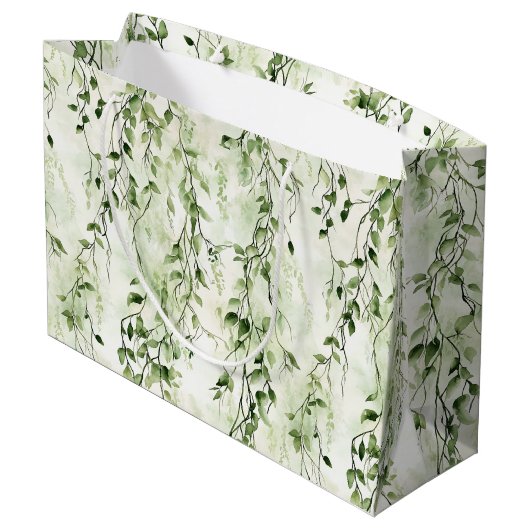 グリーンホワイトアイビー離れズワイルドジャングル誕生日 ラージペーパーバッグ (裏面アングル)