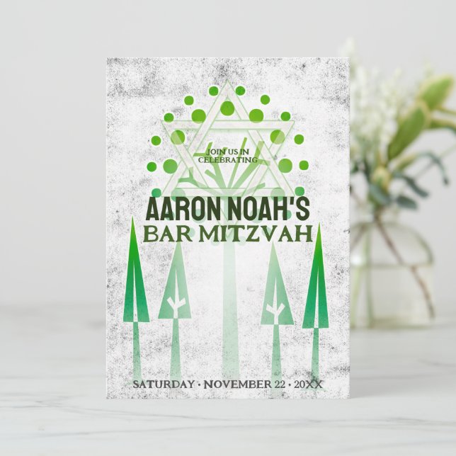 グリーンホワイトアウトドアツリーズオブライフバー（ユダヤ教の）バル・ミツバー (スタンド正面)