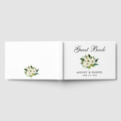 グリーンホワイトウォーター色のフローラ結婚ズ ゲストブック (全面)