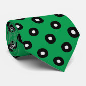 グリーンホワイトオレンジ水玉模様パターン ネクタイ (ロール)