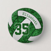 グリーンホワイトガーリーバレーボールチームのカラー 缶バッジ (正面)