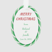 グリーンホワイトキャンディーケーンフレーム写真テンプレート オーナメント (裏面)