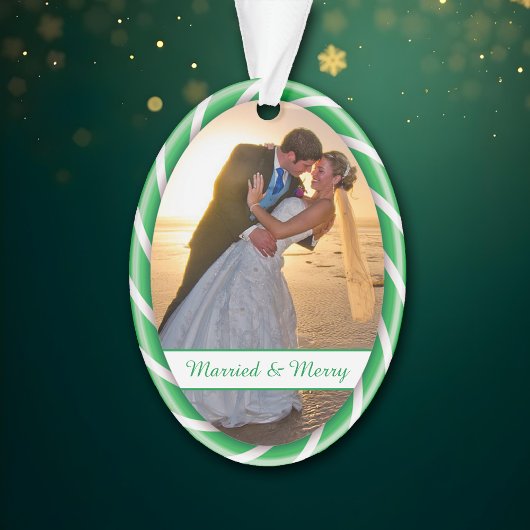 グリーンホワイトキャンディーケーンフレーム写真テンプレート オーナメント