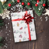 グリーンホワイトクリスマスツリーラッピング紙シート ラッピングペーパーシート