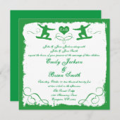 グリーンホワイトグランジスノーボーダー結婚式招待状 招待状 (正面/裏面)