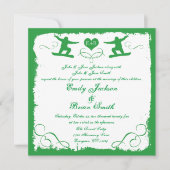 グリーンホワイトグランジスノーボーダー結婚式招待状 招待状 (正面)