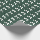グリーンホワイトコケットボウクリスマス誕生日 ラッピングペーパー (角)