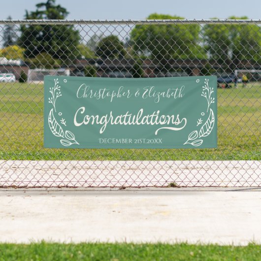 グリーンホワイトシエレガントック結婚ズおめでとう 横断幕 (インサイチュ)