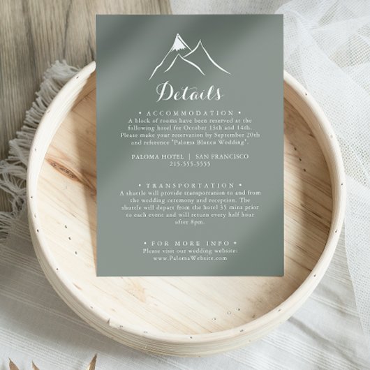 グリーンホワイトシルエット結婚マウンテンズ詳細 エンクロージャーカード